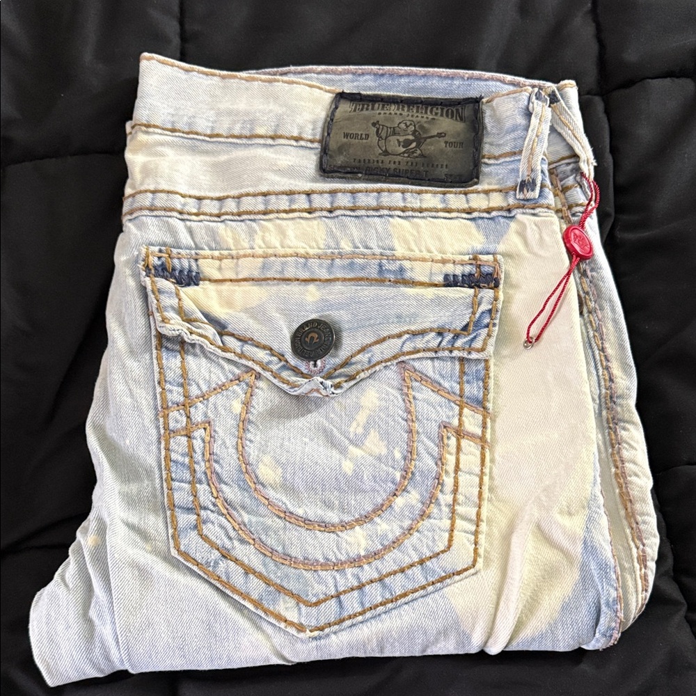 True Religion Mens Faded Blue Jeans